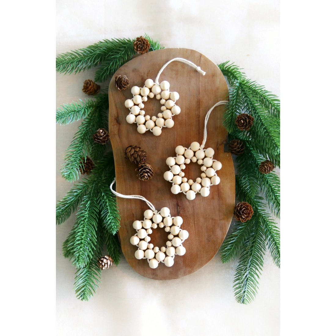 Wooden bead online christmas ornaments