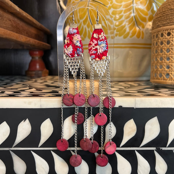 BPR Red with Wooden Beads Earrings - Rancho Diaz