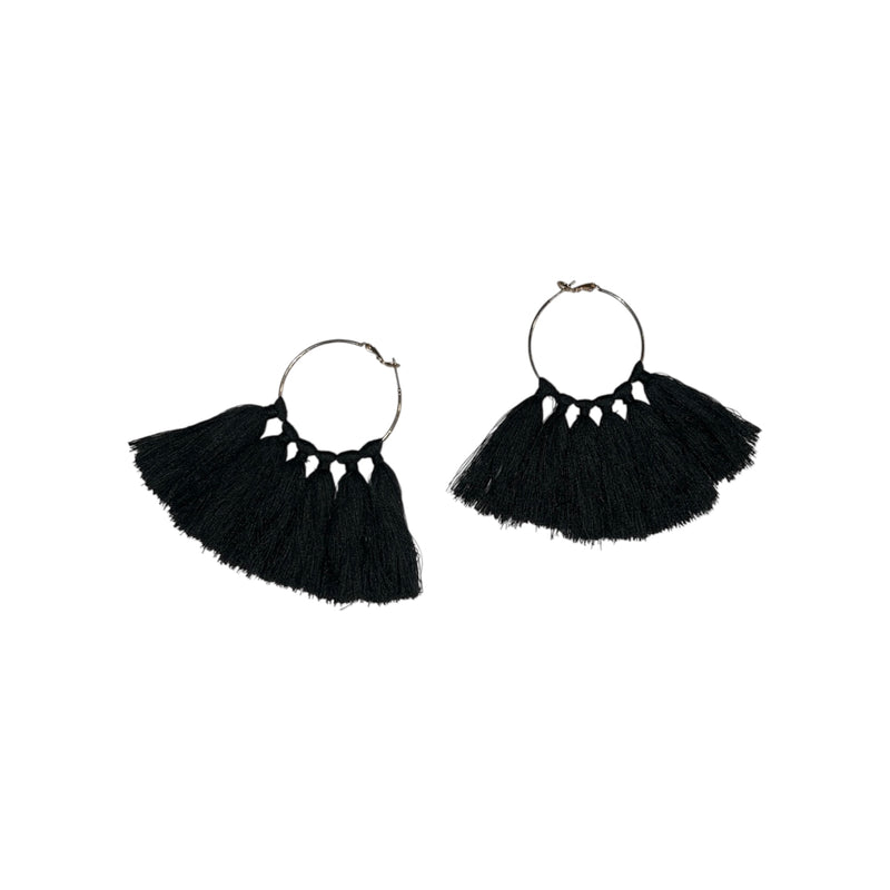 DCO Black Tassel Hoop Earrings - Rancho Diaz