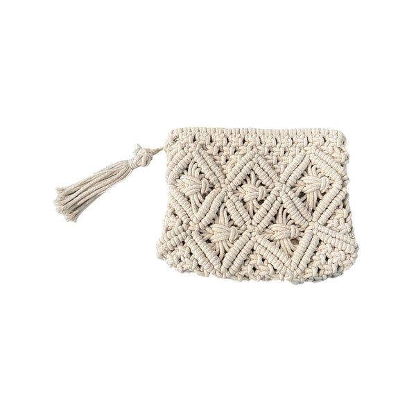 GCR* Cream Macrame Clutch with Tassel - Rancho Diaz