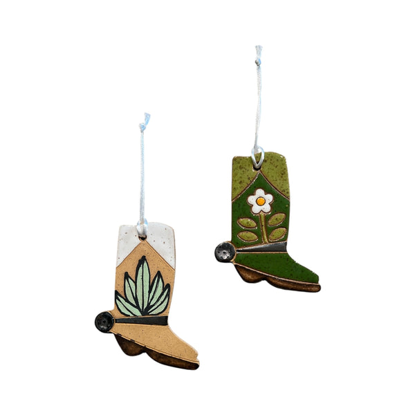 TKD Ceramic Western Boot Ornament - Rancho Diaz