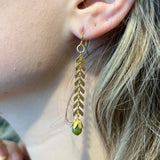 NPT Chevron Chain with Green Beads Earrings - Rancho Diaz