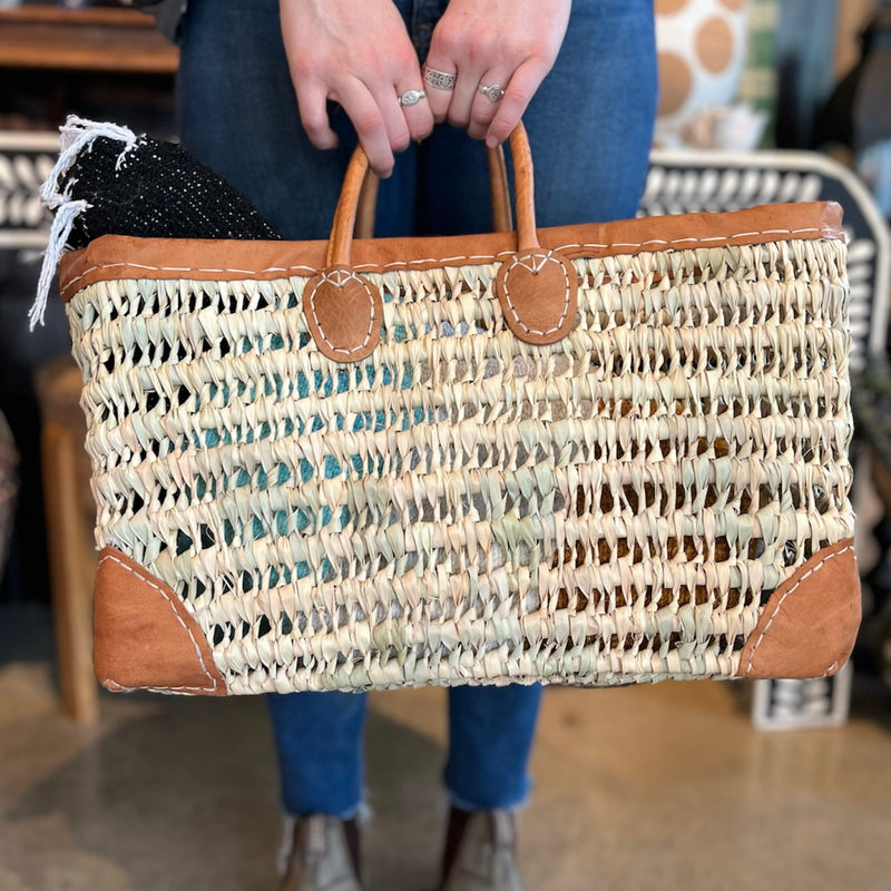 MDA Open Weave and Leather Basket