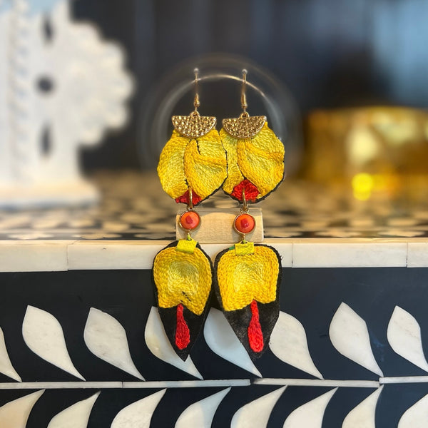 BPR Yellow and Red Flower Earrings - Rancho Diaz