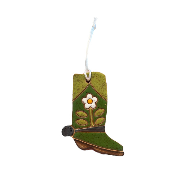 TKD Ceramic Western Boot Ornament - Rancho Diaz