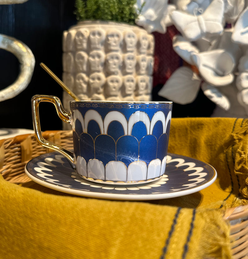 HLY Scallop Pattern Coffee Cup & Saucer - Rancho Diaz