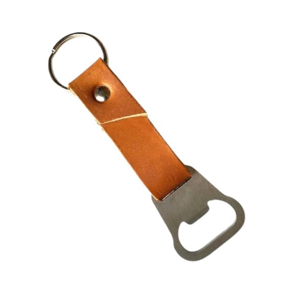 BLU Cognac Leather Bottle Opener Keychain - Rancho Diaz