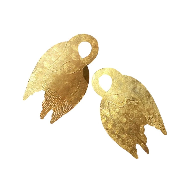 WDC Brass Swan Earrings - Rancho Diaz