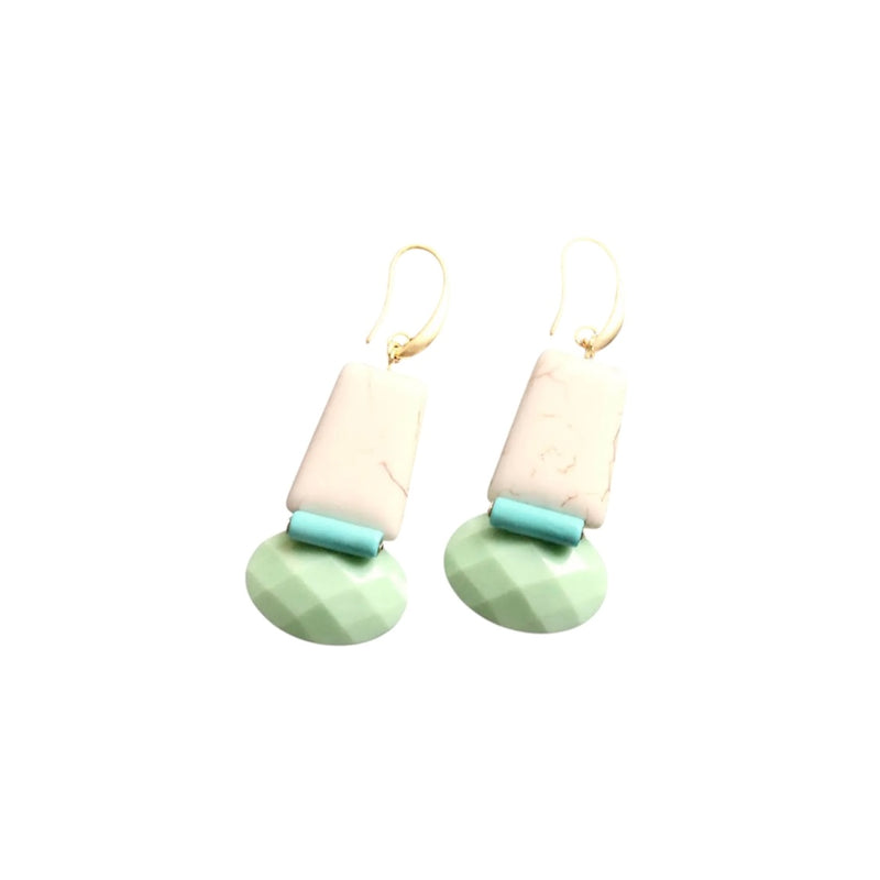 DAJ White and Mint Earrings - Rancho Diaz