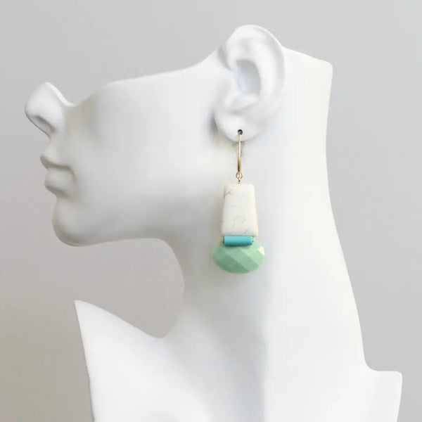 DAJ White and Mint Earrings - Rancho Diaz