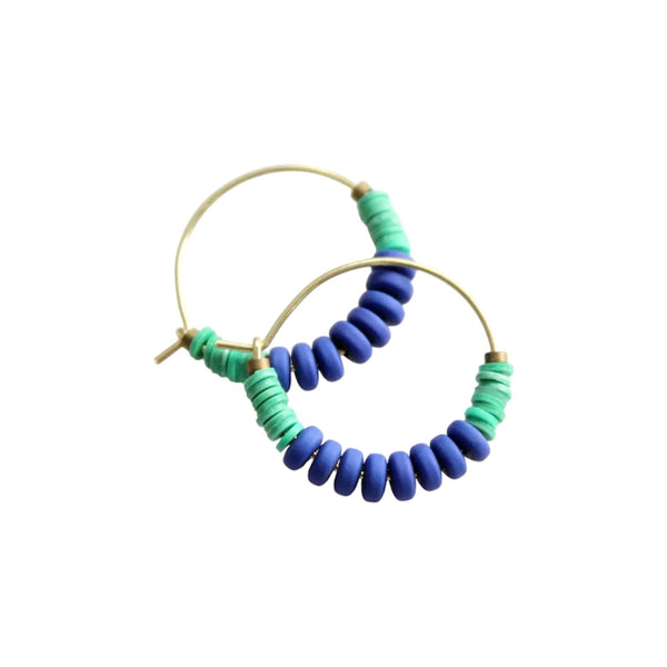 DAJ Cobalt and Green Hoop Earrings - Rancho Diaz