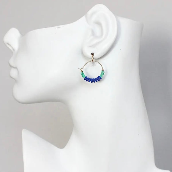 DAJ Cobalt and Green Hoop Earrings - Rancho Diaz