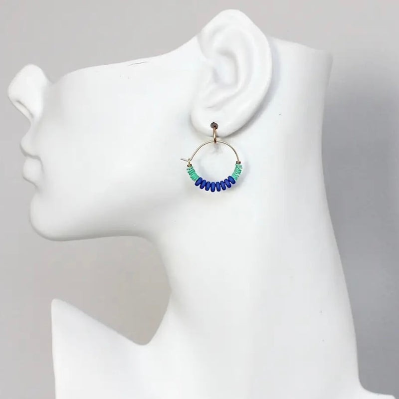 DAJ Cobalt and Green Hoop Earrings - Rancho Diaz