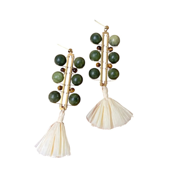 XTRA Jade Beads with Tassels Earrings - Rancho Diaz