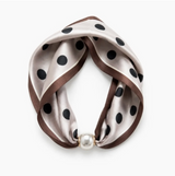 *E+Y Satin Twilly Scarf Necklace with Jeweled Magnetic Clasp - Rancho Diaz