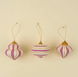 IDT Striped Paper Mache Ornaments Set of 3