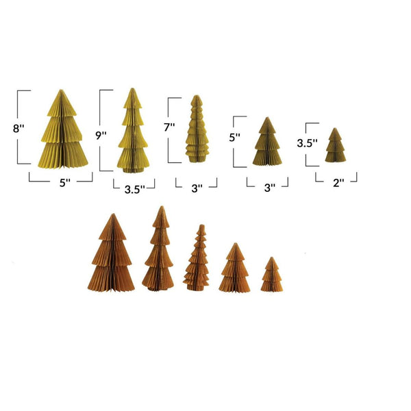 CCO Honeycomb Paper Trees w/Glitter - Set of 5 - Rancho Diaz