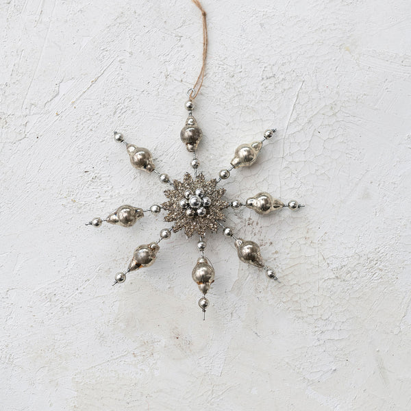 CCO Mercury Glass Snowflake Ornament - Rancho Diaz
