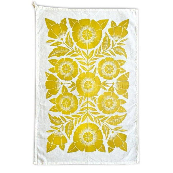 KTW Yellow Floral Tea Towel - Rancho Diaz