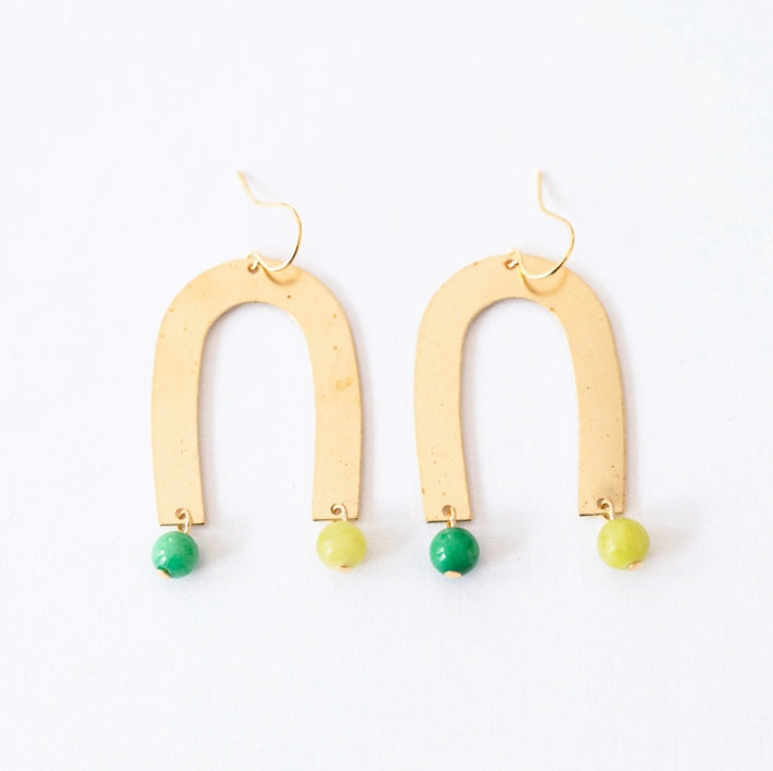 NPT* Colorful Brass and Gemstone Earrings - Rancho Diaz