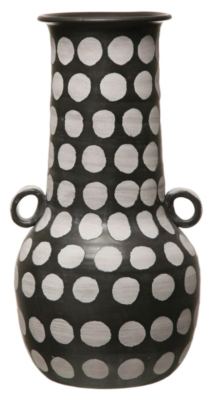 CCO Hand-Painted Terra-cotta Vase w/ Polka Dots (Curbside & in-store pick up only) - Rancho Diaz