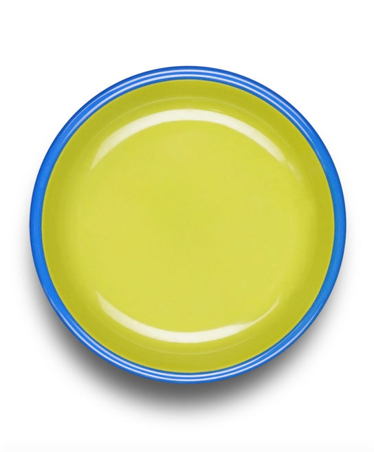 CCH * Colorama Dinner Plate Chartreuse with Electric Blue Rim - Rancho Diaz