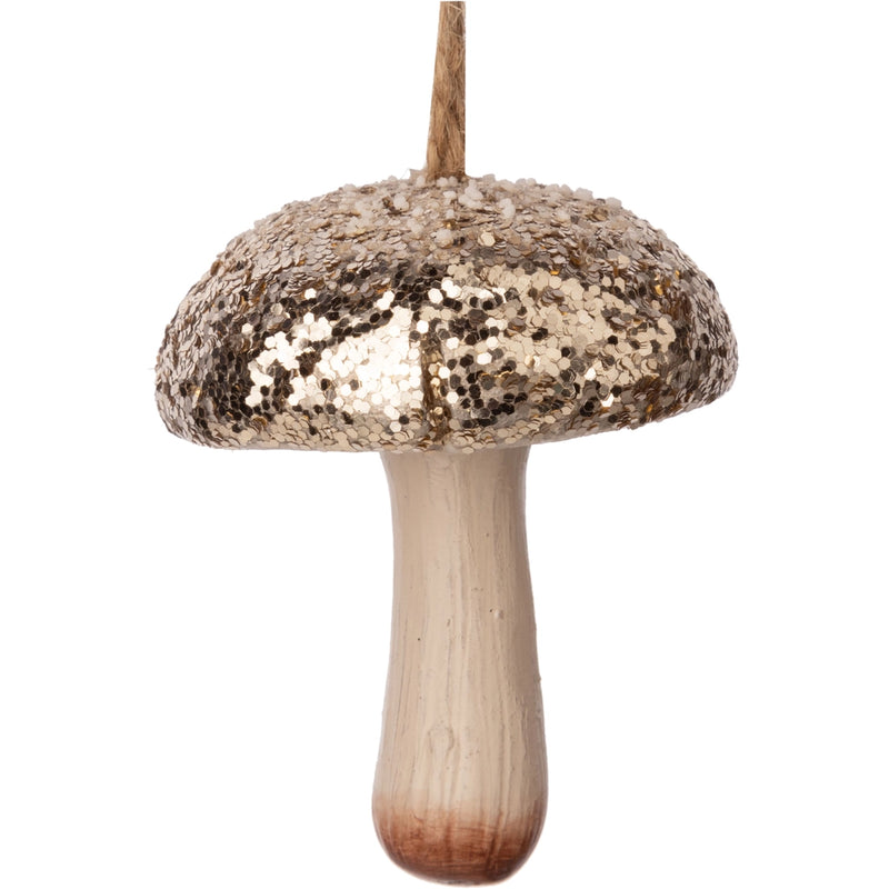 STH Mushroom with Silver Glittered Top Ornament - Rancho Diaz