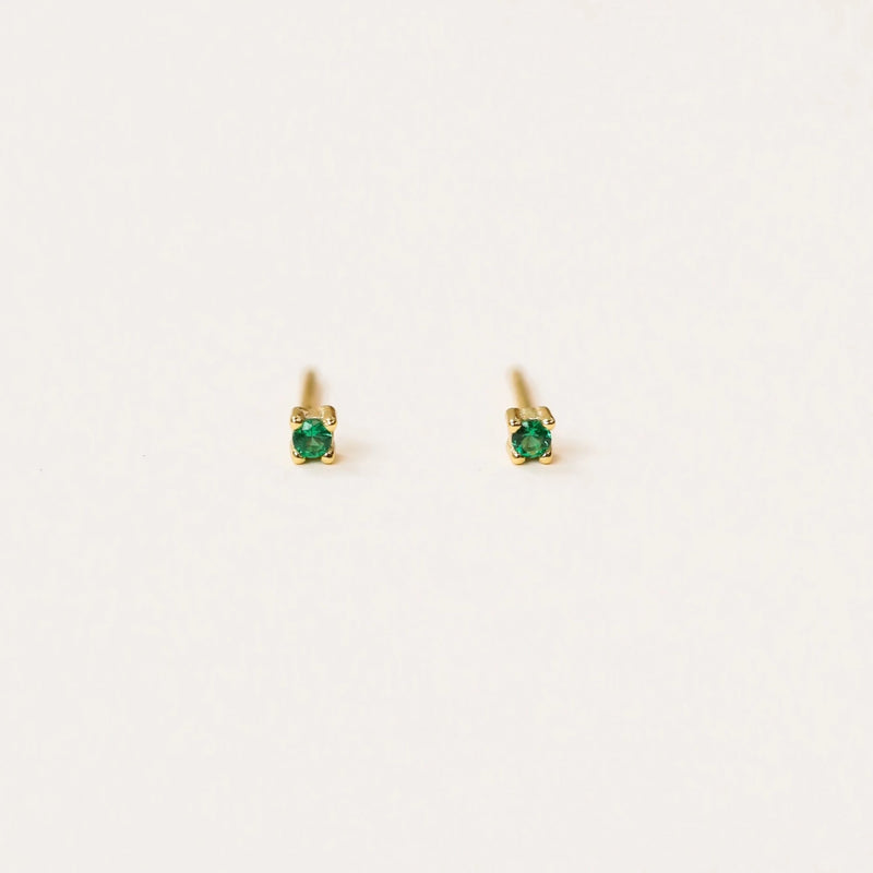 JXK Emerald Tiny Stud Earrings - Rancho Diaz