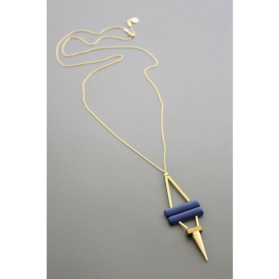 DAJ* Navy Blue Mineral Necklace with Brass Tip - Rancho Diaz