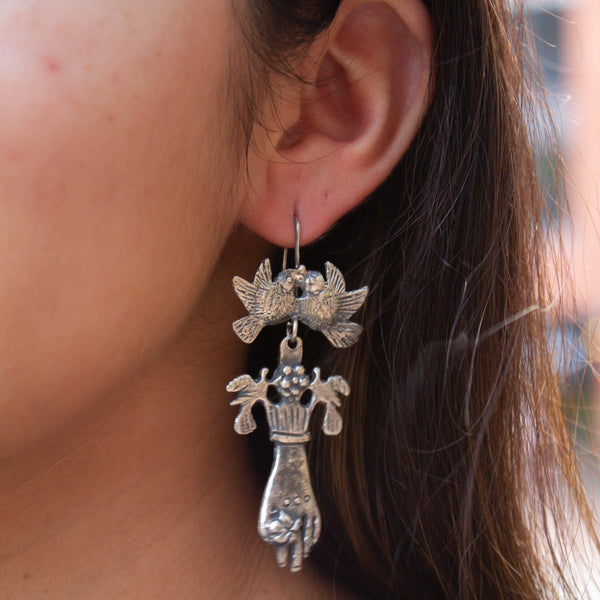 AGM Oaxacan Handmade Silver Earrings - Manitas - Rancho Diaz
