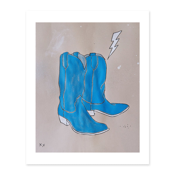 AB Blue Cowboy Boots Print - Rancho Diaz