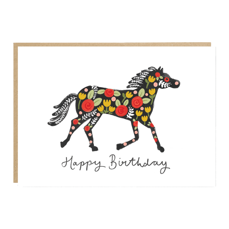 JF Chico Floral Horse Card - Rancho Diaz