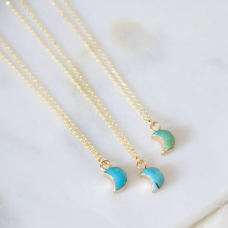MSBL Tiny Turquoise Moon Necklace - Rancho Diaz
