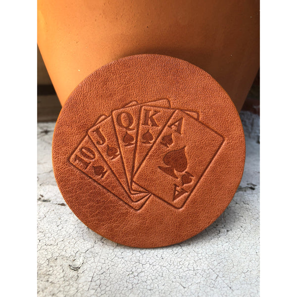 JRI Poker Leather Coaster - Rancho Diaz