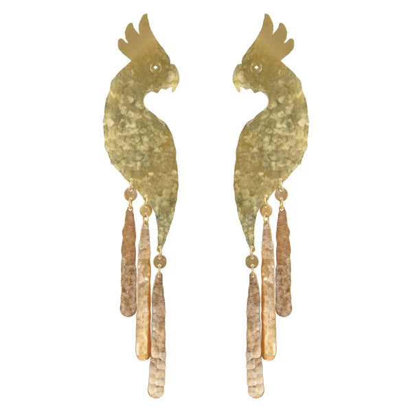 WDC Brass Cockatoo Dangle Earrings - Rancho Diaz