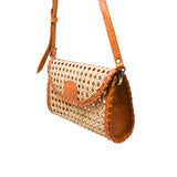 POSA Ainsley Cane and Leather Crossbody Bag in Camel - Rancho Diaz
