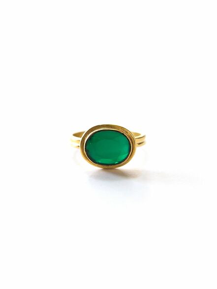 FRA Deep Sea Brass Ring - Green Onyx - Rancho Diaz