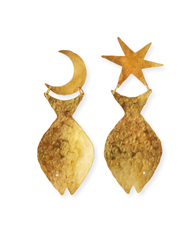 WDC Brass Star & Moon Earrings - Rancho Diaz
