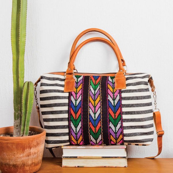 APO Striped Day Bag With Leather and Corte - Rancho Diaz